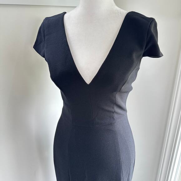 Dress The Population Karla XS Black Evening Formal Gown Long Slit V-Neck Dress - Picture 3 of 12